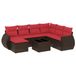 vidaXL Ensemble de banc de jardin 8 pièces avec coussins, polyrotin marron