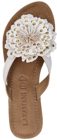 Lazamani - Kira Dames Teenslippers Leer White - Maat 41
