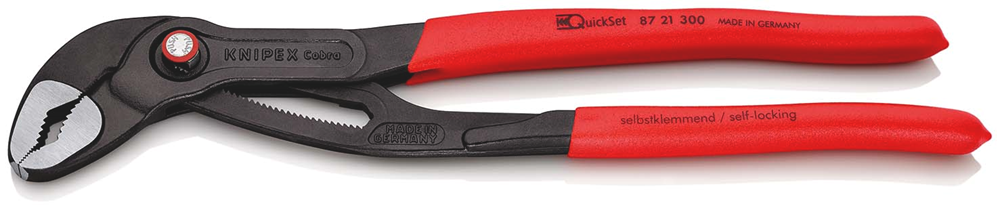 KNIPEX Cobra QuickSet Hightech-waterpomptang op ZB-kaart met antslip kunststof bekleed 300 mm, 87 21 300 SB