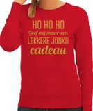 Bellatio Decorations Foute kersttrui/sweater voor dames - Hohoho jonko cadeau - rood - glitter goud S