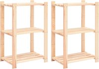vidaXL Opbergrekken 3-laags 2 st 60x38x90 cm massief grenenhout 150 kg