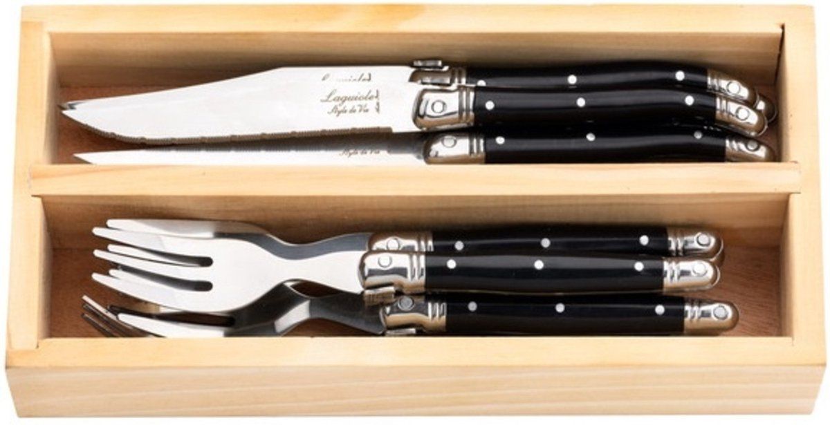 Laguiole Style de Vie Premium Line mini-bestekset - 12-delig - zwart