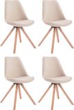 CLP Toulouse Set van 4 Stoelen - Zonder armleuning - Stof - creme natura