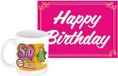 Bellatio Decorations Verjaardag cadeau koffiemok thema 50 jaar - vrouw - wilde haren - met knaproze Happy Birthday wenskaart - A5 formaat