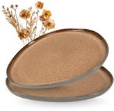 Moritz & Moritz ORGANIC Serveerplateau Set - 2-delig Serveerborden - Grote Borden - Steengoed - Beige