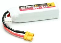 Red Power LiPo accupack 7.4 V 650 mAh 25 C Souplecase XT30