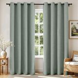 Joydeco Set van 2 verduisteringsgordijnen voor slaapkamer, 100% verduisteringsgordijnen met thermische textuur, privacybescherming, 132 x 160 cm (b x l), saliegroen