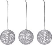 Koopman International 10x Boules de Noël argentées à paillettes aspect rotin plastique 9 cm