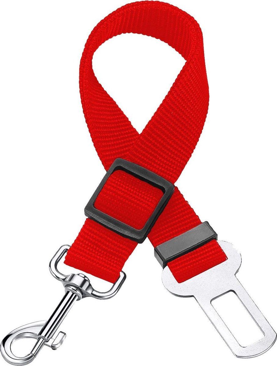 BTH Hondenriem Autogordel Hondentuig Hondengordel Verstelbaar - Rood