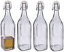 Westmark Beugelfles / Weckfles - 4x - transparant glas - luchtdicht - 1 liter - waterfles - vierkant - 8 x 32 cm