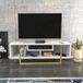 Hanah Home Glamorous tv-standaard, goud en wit, 120 x 35,2 x 40,2 cm, 100% melamine gecoat deeltjesbord, 18 mm dik