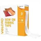 VELCRO® Merk | Naai & plak stoffen tape | Op lengte gesneden sterke haak & lus zelfklevende plakband Perfect voor knutselen, kledingreparaties en zomen | Wit | 20 mm x 5 m
