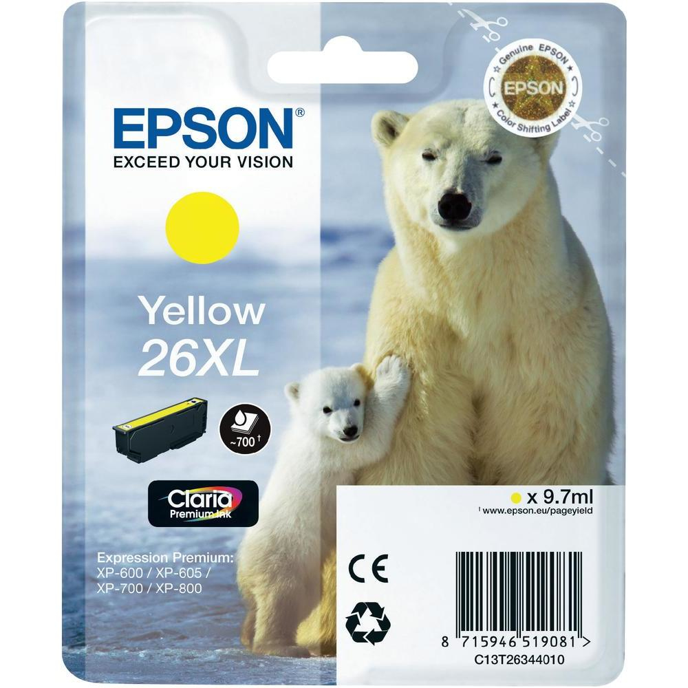 Epson Polar bear Singlepack Yellow 26XL Claria Premium Ink single pack / geel