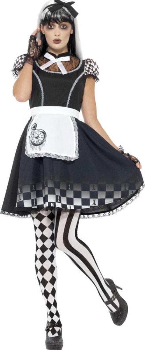 Generik Gothic Wonderland Kostuum voor Vrouwen - Zwart - Polyester - Maat: One Size