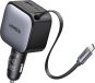 UGREEN Chargeur Voiture USB, 90W, USB-A et USB-C, Câble Rétractable, Noir