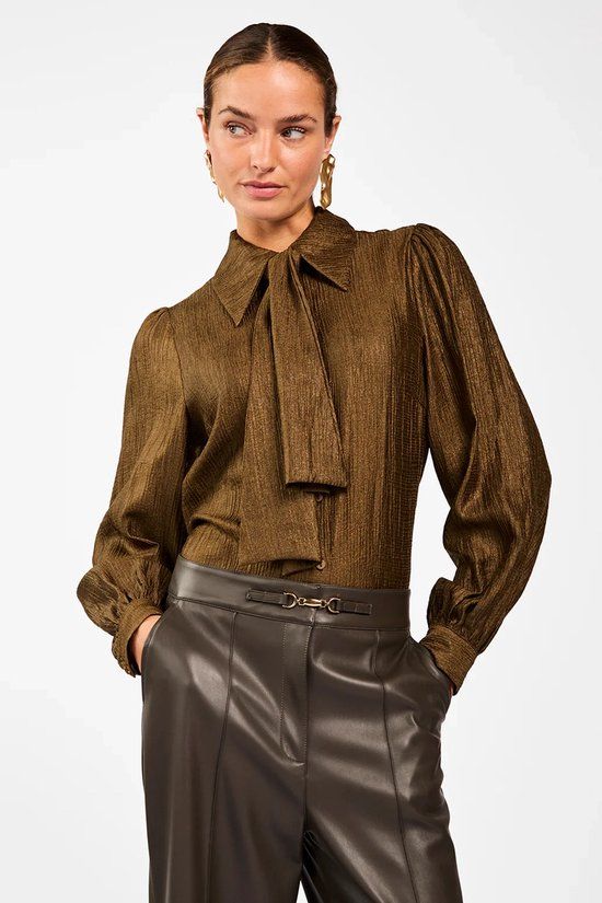 AAIKO Veronne Tie Vis 545 Dames Jurk - Khaki - Maat M