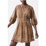 French Connection Leopard Pleat Waist Dress S Camel