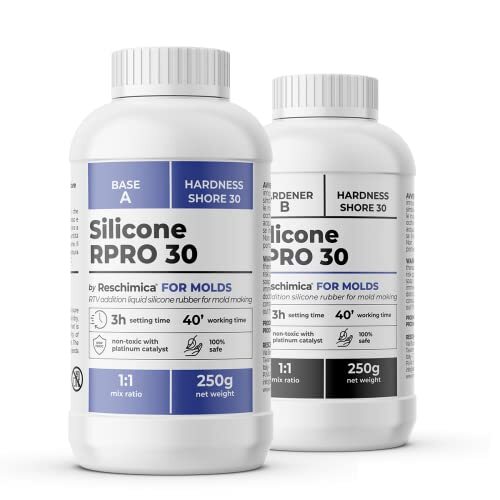 Reschimica R PRO 30 Silicone(hard) mal maken, siliconenrubber, vloeibare silicone voor schimmels maken,afvormmassa,siliconen mallen maken Silicone mengverhouding 1:1 (500 gr)