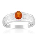 Cavill - Gerhodineerde 925 Sterlingzilver Ring - Oranje Kyaniet Ovaal 0,383 Ct - Modieuze Zilveren Damesring - Unieke Handgemaakte Sieraden