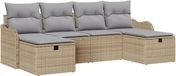 vidaXL Tuinbank Set 6-delig Beige Polyrattan