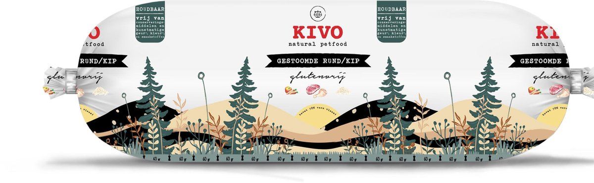 Kivo Petfood Houdbare Worst 12 x 600 gram Rund & Kip