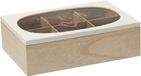 Excellent Houseware Theedoos - 6-vaks - wit/bruin - MDF - 24 x 16 cm