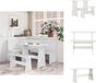 vidaXL Eettafel met Bankje REINE Massief Grenenhout Wit