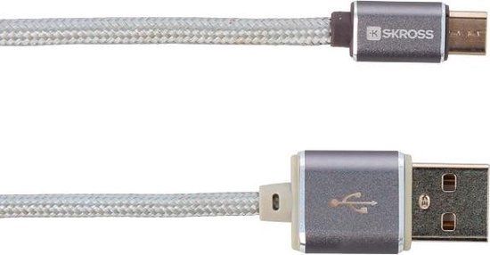 SKROSS Charge'n Sync Micro USB Steel Line Kabel Wit 1 m