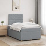 vidaXL Boxspringbed met matras, lichtgrijs, 120 x 200 cm, gestoffeerd
