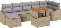 vidaXL Tuinbank Set 8-delig Beige Polyrattan