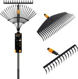 Fiskars Quikfit Râteau de jardin et râteau à feuilles avec manche - Ensemble de 2 râteaux