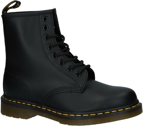 Dr. Martens - 1460 - Bottines stoer - Dames - Maat 40 - Zwart;Zwarte - Black Smooth GEEL stiksel