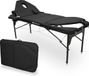 WELLCORE Aluminium Vouwbrancard, met Dubbele Inklapbare Rugleuning, 185 x 65 cm, Kunstleer, In Hoogte Verstelbaar, Scharnierende Hoofdsteun, Gezichtsgat, Kleur Zwart, Draagtas, Tot 225 kg