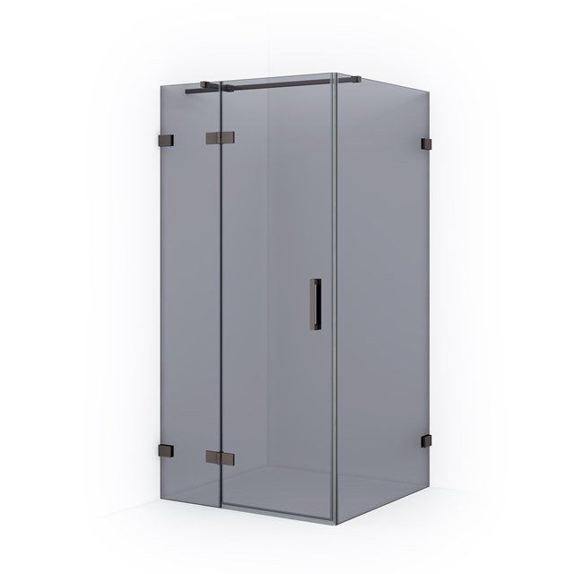 Maxaro Douchecabine Diamond 100x90cm 8mm Rookglas Zwart Metaal