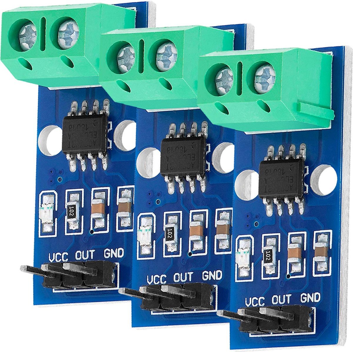 AZ Delivery 3 x ACS712 30A Ampère Huidige Sensor Range Module Huidige Sensor compatibel met Arduino Inclusief E-Book!