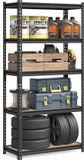 SONGMICS Snel te monteren, robuust rek, opbergrek, keukenrek, 5 planken, 45 x 90 x 180 cm, maximale belasting 875 kg, voor kelder, keuken, kantoor, zwart