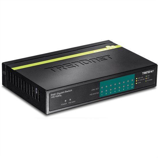 Trendnet TPE-TG80G - 8-Port Gigabit PoE+ Switch - Black