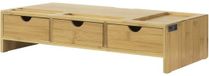 Organisateur de bureau avec 3 tiroirs - hauteur adaptée aux écrans - 25 x 51 x 12 cm - bambou