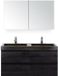 BES LED Maxx XL Badmeubelset 120 cm - Black Oak - Wastafel Lucca Dubbel 2 Kraangaten met Spiegelkast
