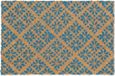 Merkloos Deurmat Floraal - 60 x 40 cm - Kokos - Antislip - Weerbestendig - Blauw/Lichtbruin
