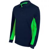 Velilla Polo met lange mouwen V5514 Marineblauw/Limoen XXL