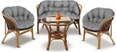 Ensemble de jardin, composé de 2 coussins de 122x40 cm et 1 coussin de 190x40 cm, adapté aux chaises, bancs, fauteuils à bascule et meubles en rotin, imperméable, gris