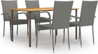 vidaXL 5-delige Tuinset Poly Rattan Grijs