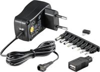 Allteq Universele adapter 3-12V - max. 300mA - 9 pluggen - 1.45 meter