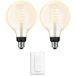 Philips Hue Uitbreidingspakket - E27 - met 2 Filament Globelampen Groot (G125) - Warm tot Koelwit Licht - Incl. 1 Hue Dimmer Switch - Hue White Ambiance Filament