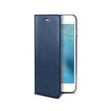 Celly AIRPELLE lederen portemonnee geval met glasvezel structuur voor iPhone 7 - blauw