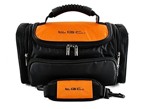 TGC ® grote cameratassen voor Pentax K-01, K-30, K-r, tot drie lenzen, Flash Plus accessoires, Oranje & Zwart