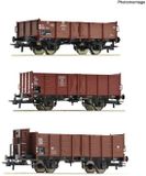 Roco 6600303 Goederenwagen DC Set wagons met drie open goederenwagens van de Deutsche Bundesbahn