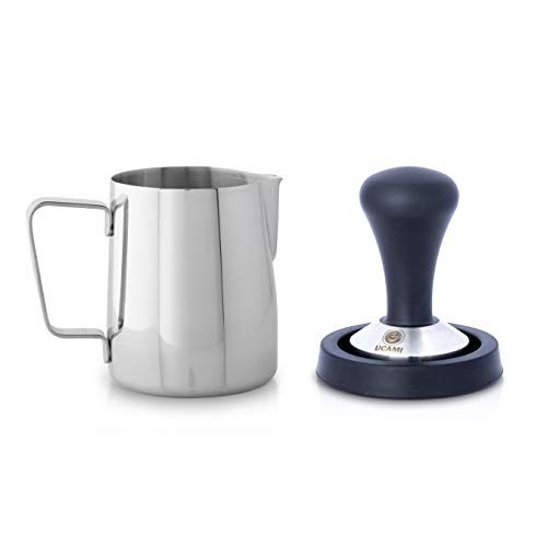 Ucami 51 mm Coffee Tamper Set - Premium Design - Stainless Steel - Includes Milk Jug & Barista Cloth