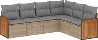 vidaXL 6-delige loungeset met kussens, polyrattan, beige